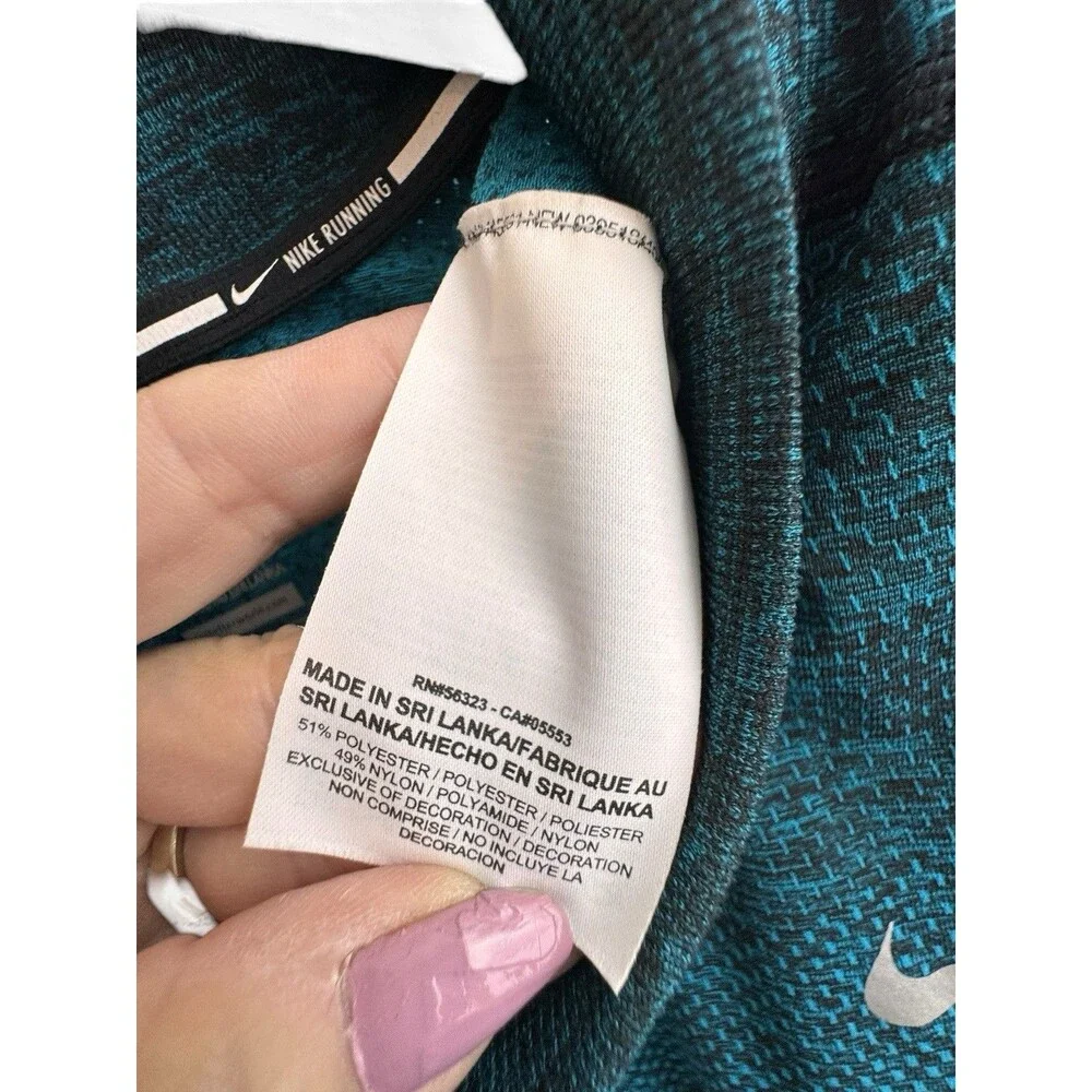 Nike Knit 1/2 Zip Dri Fit Top Mens L Blue Green Black 659369-408